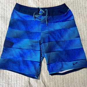 Nike Blue Striped Men's Swim Board Shorts